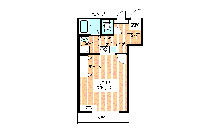 メセナ秋根 201号 間取り図 1K