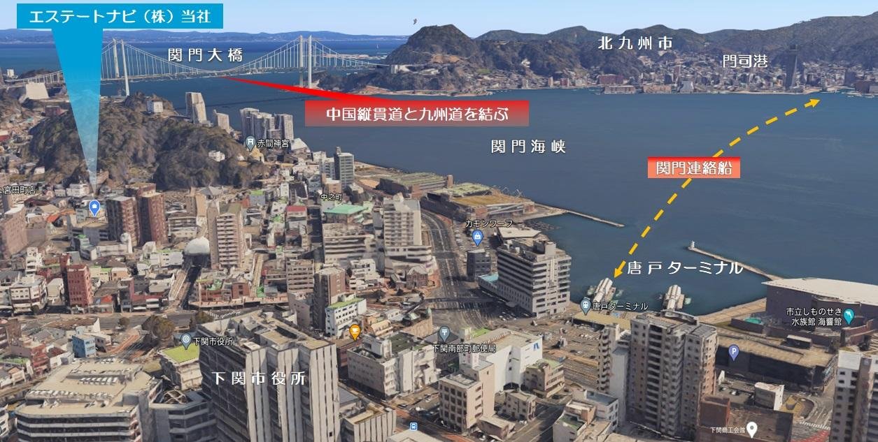 関門海峡を間に下関市と北九州市